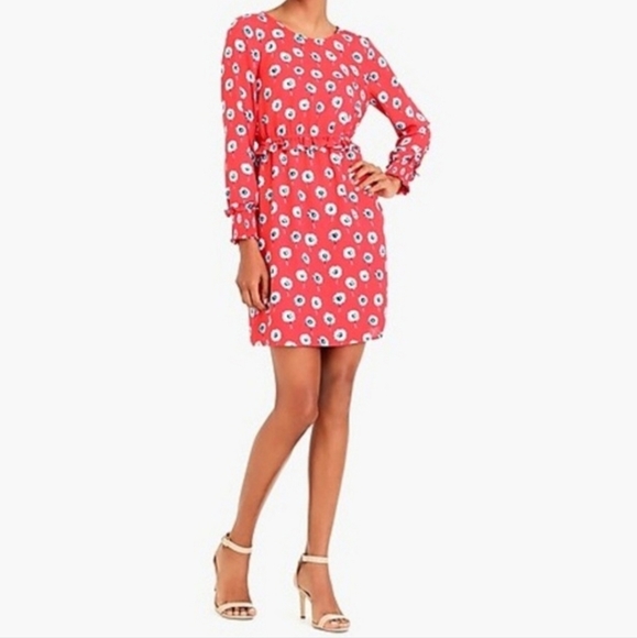 J. Crew Dresses Nwt J Crew Red Floral Printed Longsleeve Longfellow Dress Poshmark